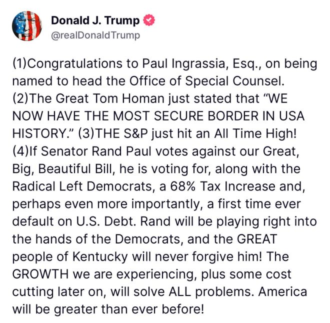 BREAKING: Trump Slams Rand Paul for Teaming Up with Democrats! — BREAKING NEWS Trump Criticizes Rand Paul for Bipartisan Vote, Rand Paul Under Fire for Voting with Democrats, Trump Urges Action on Major Legislation 2025