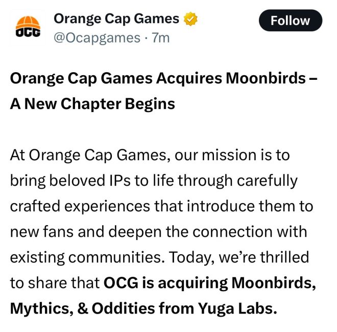 BREAKING: Yuga Labs Shocks World by Selling Moonbirds to Orange Cap! — Yuga Labs news, NFT game acquisitions, digital collectibles market 2025