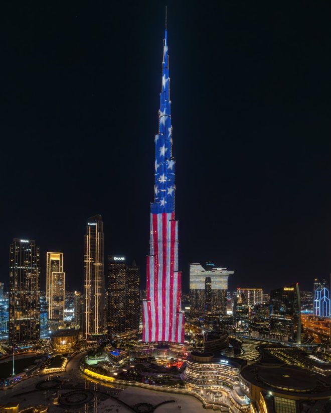 Breaking: Burj Khalifa Illuminated with U.S. Flag for Trump's UAE Visit!