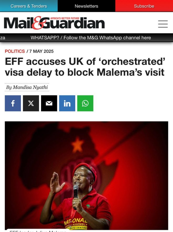 Breaking: Julius Malema Denied London Visa, Sparks Outrage!