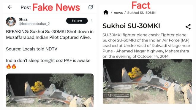 Breaking: Pakistan Claims IAF Sukhoi Shot Down, Photo is 11 Years Old!
Fact Check: Image from 2014 Crash Misused for Fake News