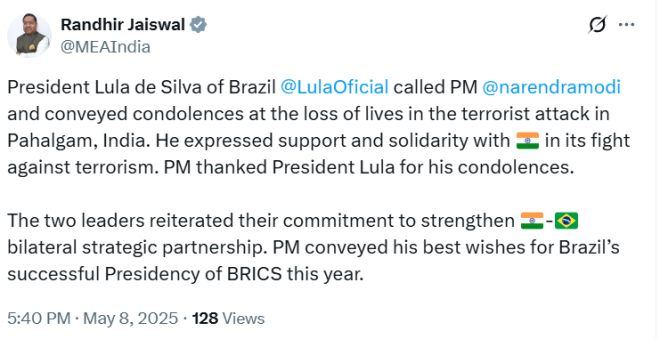 Death Toll Rises: Lula Expresses Condolences to Modi