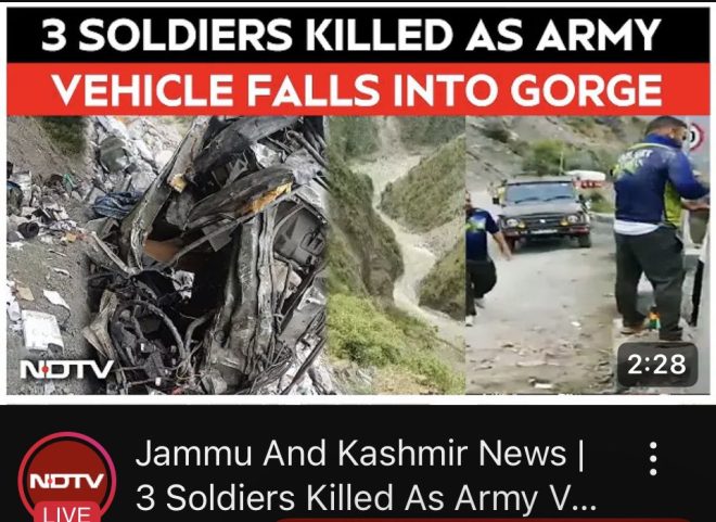 Death of Brave Soldiers in Ramban Army Van Accident