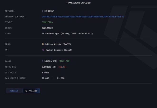 ETH Co-Founder’s Shocking $262M ETH Transfer to Kraken! 💰 — Ethereum news, cryptocurrency transactions, Kraken exchange 2025