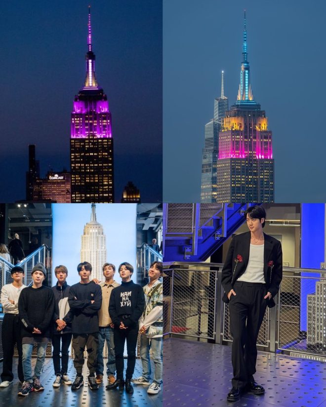 "Empire State Building to Turn Pink and Yellow for BTS' Jin in May 2025 (ECHO)" — May flowers, springtime vibes, NYC landmarks