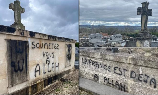 France's Cemeteries Under Siege: Islamist Graffiti Fuels Outrage! — Christian cemetery vandalism, Islamist graffiti in France, religious intolerance 2025
