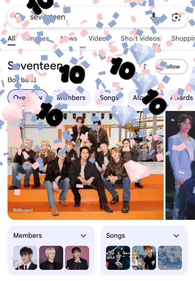Google Partners with YEOROBUN: Discover 10 Diamonds of Seventeen! —  YEOROBUN!!!, Seventeen confetti celebration, Google partnership 2025