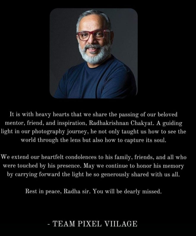 Heartfelt Death of Radhakrishnan Sir: A Photography Legend