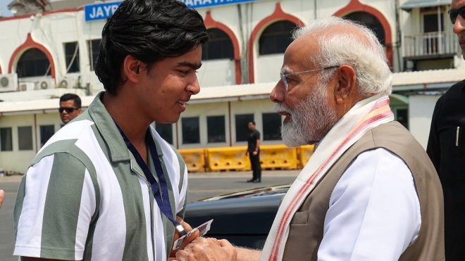 IPL Star Vaibhav Suryavanshi Touches PM Modi's Feet! Controversy? 😳 — Young Indian cricketer, IPL 2025 sensation, PM Modi meeting athletes