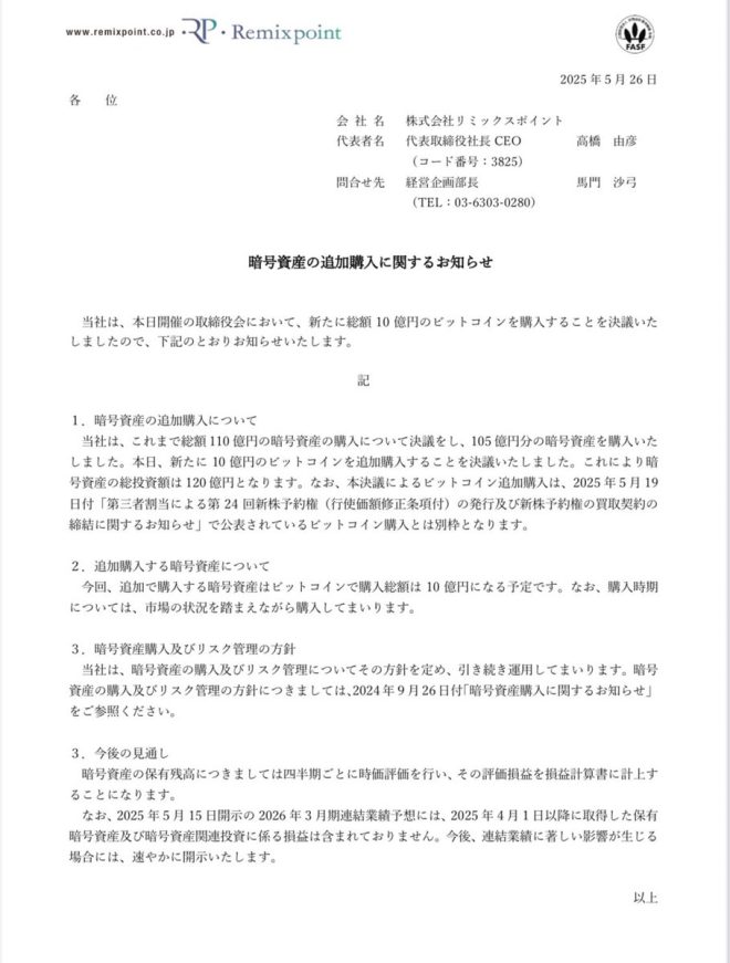 JUST IN: JAPANESE FIRM REMIXPOINT'S $1B BTC BUYOUT SPARKS FRENZY! — Japanese company Bitcoin investment, Cryptocurrency market trends 2025, Bitcoin acquisition strategies
