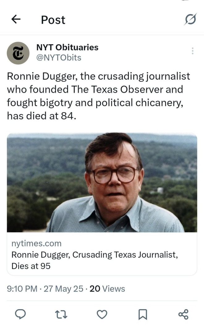 Mr. Dugger's Death at 95 Highlights Social Media Missteps