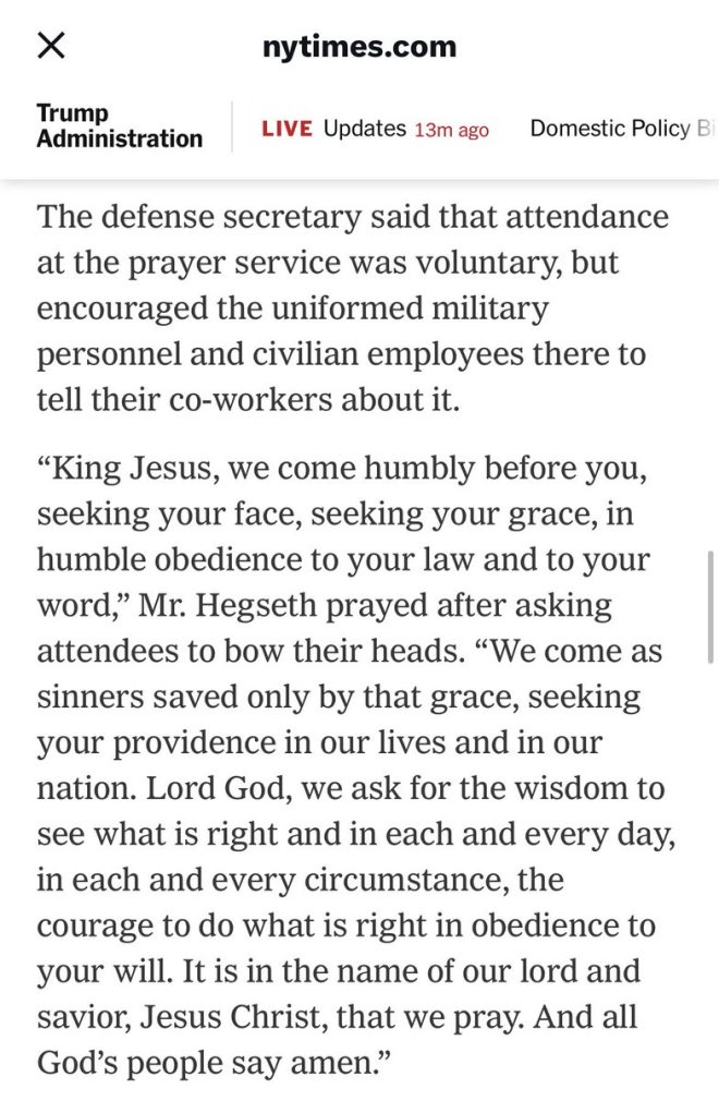 NY Times Shocks Readers by Printing Entire Prayer in Full — prayer in the news, religious expression in media, controversy over printed prayers