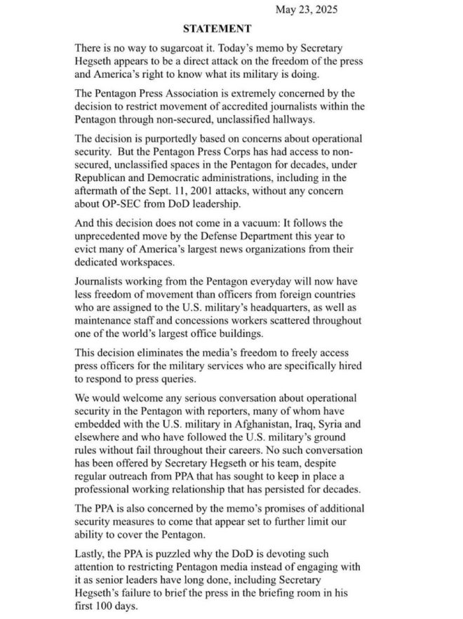 Pentagon Press Association Blasts Hegseth: Press Freedom at Risk? — Pentagon Press Freedom Letter, Hegseth Media Controversy, Press Association Response 2025