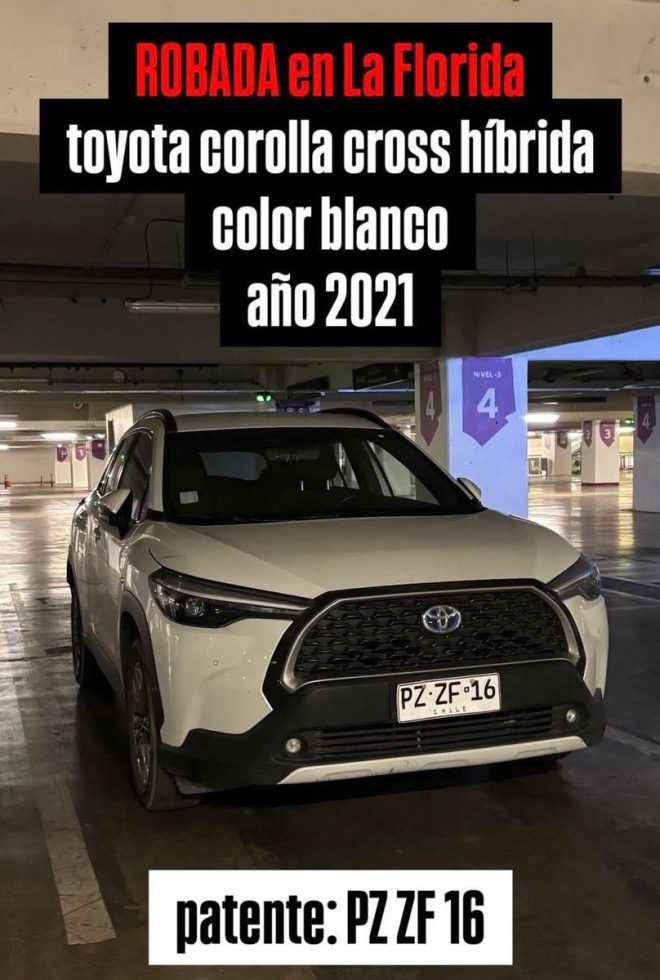 Roban Camioneta en La Florida: ¿Falta de Seguridad en la Zona? — robo de camioneta en La Florida, robo de automóvil Toyota Corolla Cross, seguridad en La Florida 2025