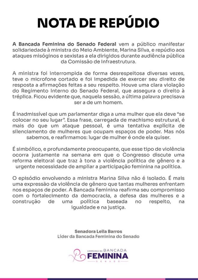 Senators Defend Marina Silva: “Put Women in Their Place” Controversy! — solidariedade à ministra do Meio Ambiente, ataques a mulheres na política, igualdade de gênero no Senado Federal