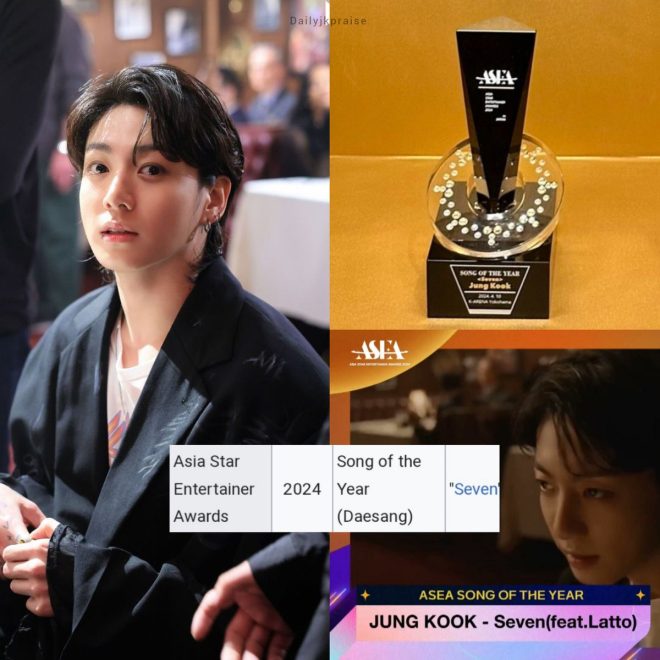 Shocking Twist: Jungkook's 'SEVEN' Declared Daesang Winner! —  Daesang winner Jungkook, 2025 Asia Star Entertainer Awards, Jungkook SEVEN song of the year