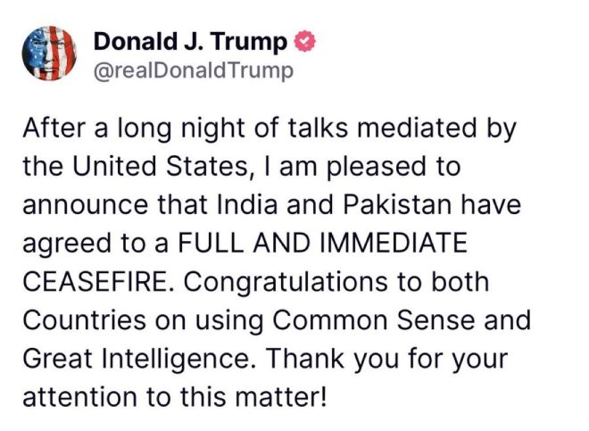 This is a lie: India and Pakistan claim US was uninvolved!