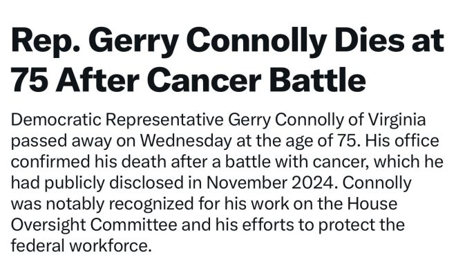 Tragic Death: NJ McIver Charged with Crimes Amidst Controversy
Unexpected Death: VA's Gerry Connolly Has Passed Away! RIP!
