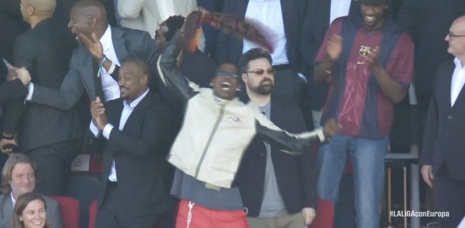 Travis Scott Sparks Outrage Celebrating Barcelona's Victory!