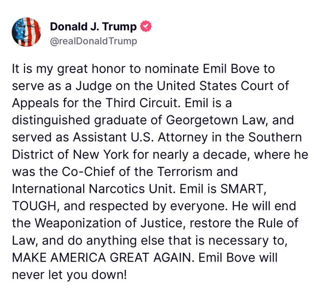 Trump Appoints Former Lawyer to 3rd Circuit: A Game Changer? — Trump judicial appointment, constitutional judges 2025, Emil Bove nomination