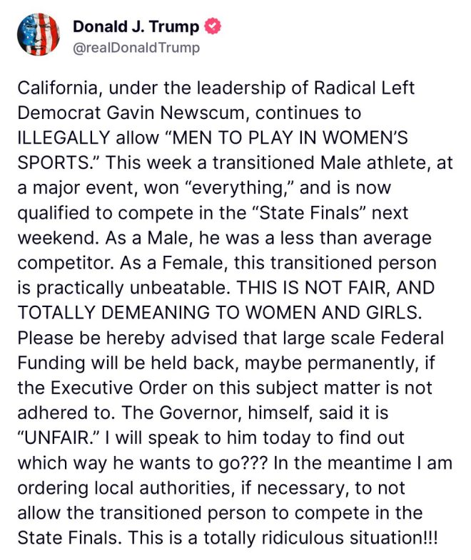 Trump Threatens California: Track Star Banned, Funds at Risk! — Transgender Sports Controversy, Federal Funding California 2025, Trump Orders Sports Policy Change