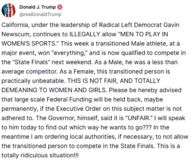 Trump Threatens to Cut California's Federal Funds Over Trans Sports! — deportes femeninos en California, políticas de Trump 2025, fondos federales y deportes trans