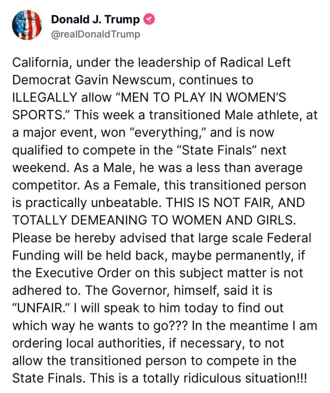 Trump Threatens to Cut California's Funds Over Transgender Sports! — Federal funding controversies, transgender sports participation, California sports policy 2025