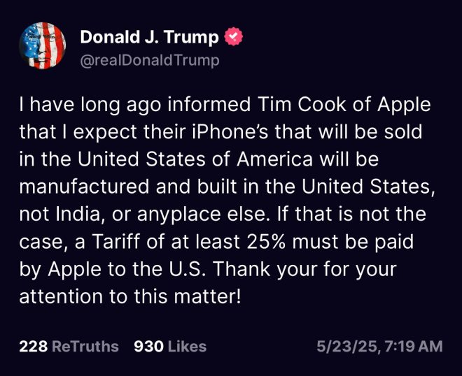 Trump's Bold iPhone Tariff Threat: Will Apple Comply? — US manufacturing tariffs, Apple iPhone production regulations, Trump trade policy 2025