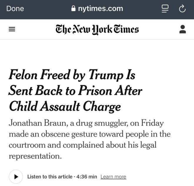 Trump's Commuted Felon Sent Back to Prison for Assaulting Child!