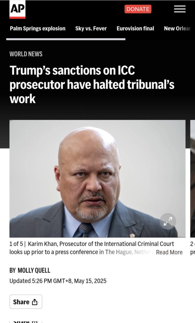 "Trump's Controversial Move: Sanctions Targeting ICC Officials Over Gaza Investigation Spark Outrage" —  ICC sanctions, Trump sanctions, Karim Khan QC personal email deletedst be 2025, though adding the year is not mandatory.[/gpt3]
