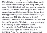 Trump's Shocking Move: U.S. Steel Stays in Pittsburgh! 70K Jobs! —  American manufacturing jobs, Trump Pittsburgh rally, U.S. Steel investment announcement