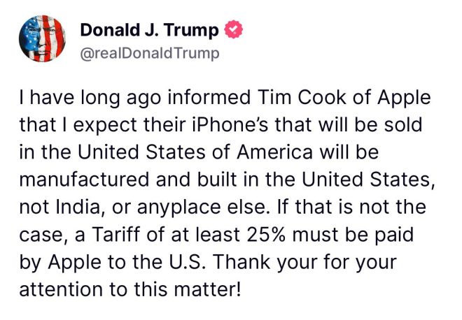 Trump's Ultimatum: 25% Tariffs on Apple for Foreign Production! — US-China trade tensions, Apple manufacturing controversies, tariff impact on technology industry