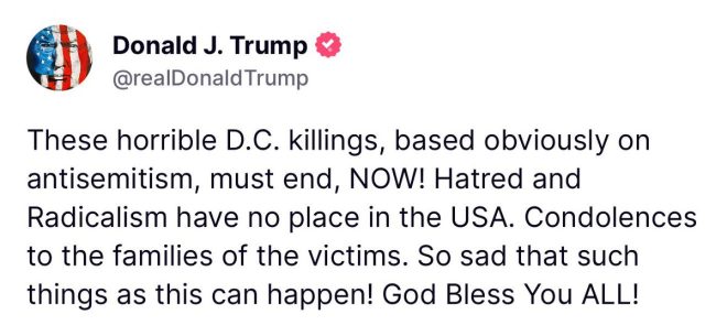 Trump's Urgent Call: End Antisemitism and Violence Now! — antisemitism in America, radicalism and violence, D.C. killings 2025