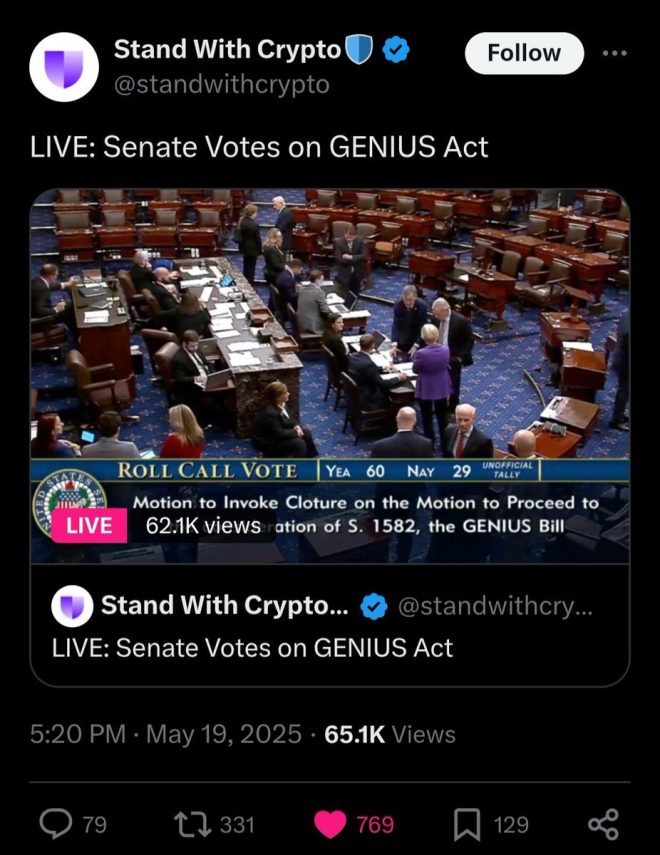 US Senate Passes Controversial Crypto Bill: What’s Next? — historic crypto legislation, US Senate votes 2025, Genious Act passed
