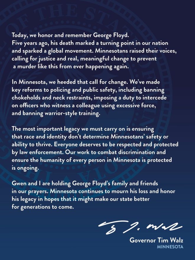 Walz Honors Floyd: A Nation Divided Five Years Later — George Floyd anniversary, Tim Walz statement 2025, Minnesota racial justice