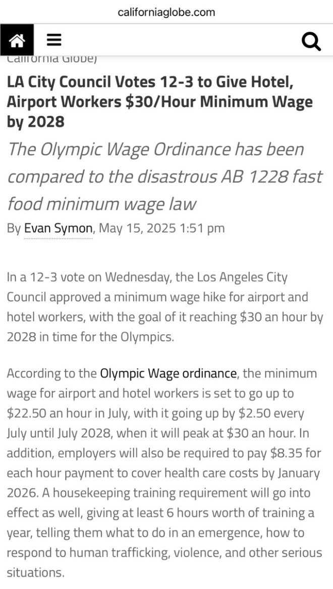 Watch Video: LA City Council's $30 Wage Shock: Hospitality Industry on Brink — Los Angeles Minimum Wage Increase, Impact of $30 Minimum Wage on Hospitality, Job Losses in LA Hospitality Industry