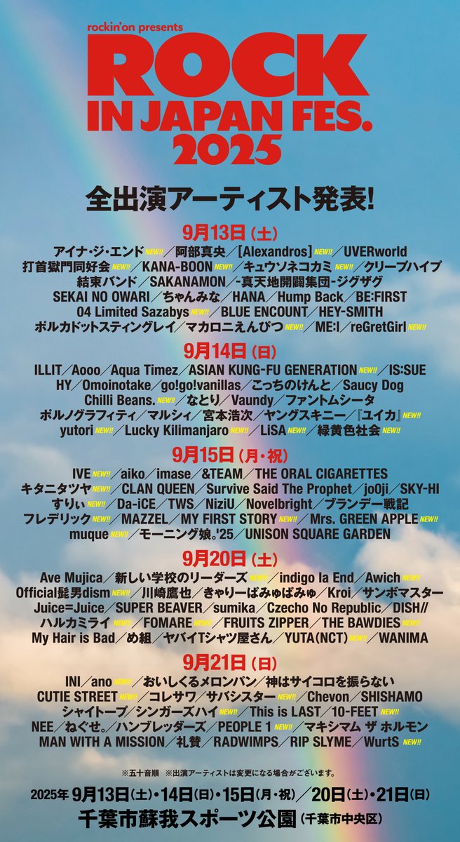 ロッキン2025: 驚愕のアーティスト36組発表、誰が選ばれた？ —  ロッキン2025, フェスティバルアーティスト発表, 音楽イベント出演者