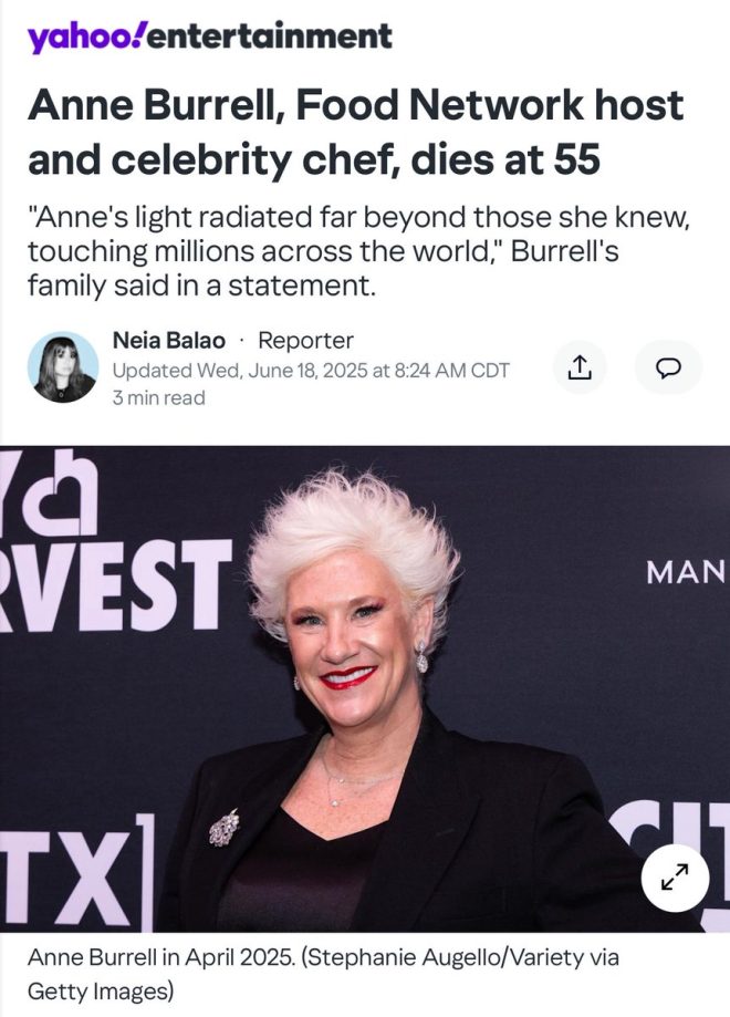 Death of Food Network Star Anne Burrell at Age 55
Another Hokey-Pokey Victim? Culinary World Mourns