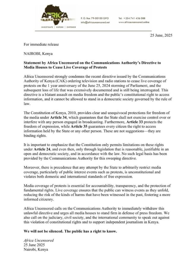 Africa Uncensored: CAK's Ban on Protest Coverage Sparks Outrage! — press freedom Africa, CAK protest coverage 2025, constitutional rights information
