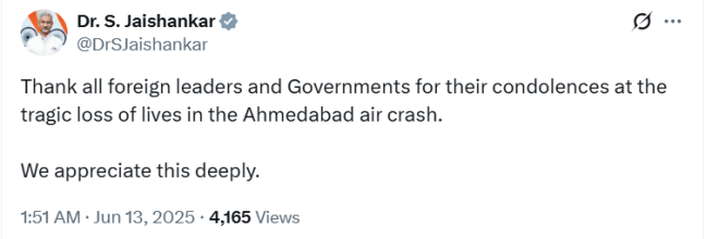 AhemdabadPlaneCrash: EAM Dr S Jaishankar on Death and Condolences