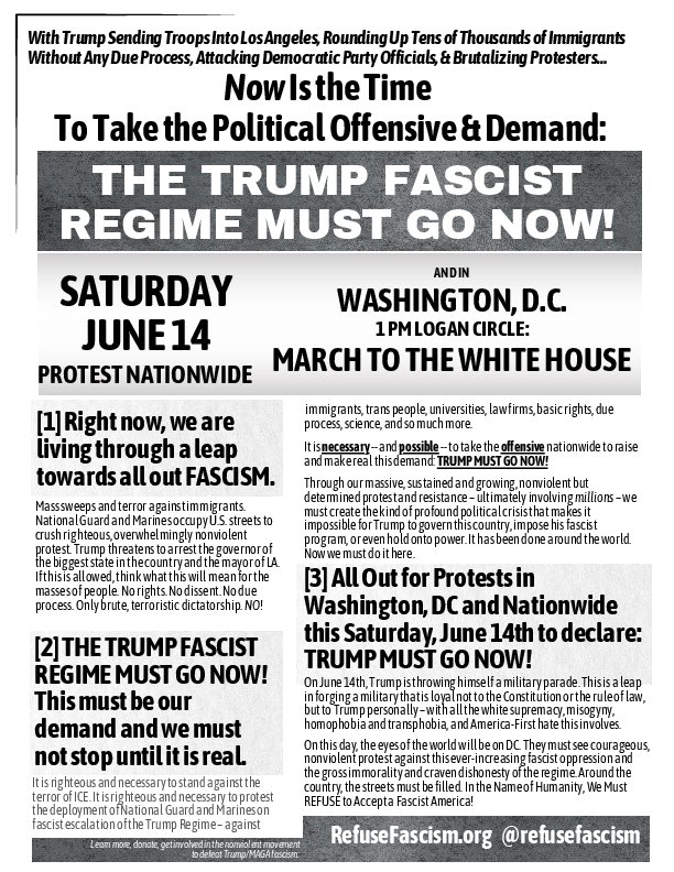 Antifa-Linked Group Sparks Outrage with June 14 DC Protest! — ANTIFA protest June 2025, Refuse Fascism protest Washington DC, anti-Trump rally June 2025