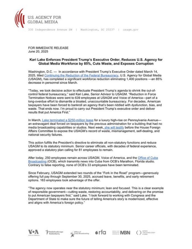 BREAKING: Kari Lake's Shocking 85% USAGM Purge! — Kari Lake news, U.S. Agency for Global Media layoffs, political firings 2025