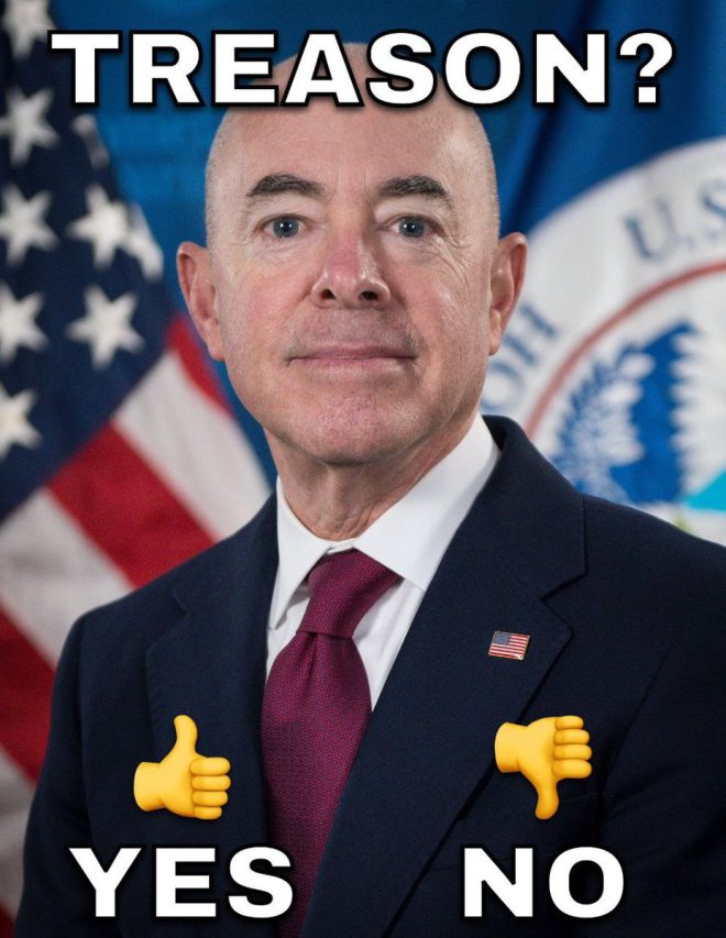 🚨BREAKING: Should Mayorkas Face Treason Charges for Aid to Illegal Immigrants? Vote Now! — Alejandro Mayorkas FEMA scandal, Illegal immigration controversy, Government corruption charges