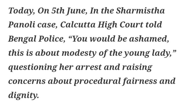 Calcutta HC Sparks Outrage Over Sharmistha's Arrest! — Calcutta High Court updates, Sharmistha Panoli legal case, modesty rights India