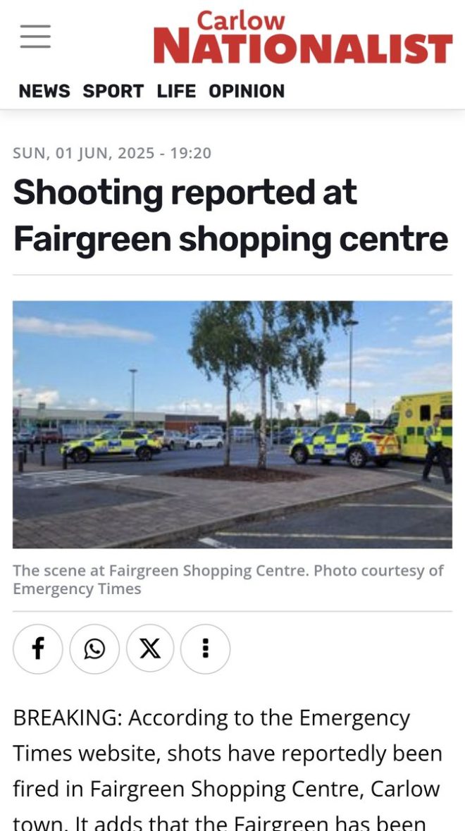 Chaos in Carlow: Suspect Dead, Army Responds to Shopping Center! — breaking news Carlow shooting, shopping center violence Ireland, armed suspect incident 2025