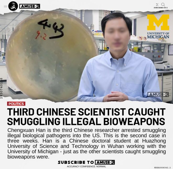 Chinese Scientists Caught Smuggling Bioweapons Weekly? — biological warfare, pathogen research security, genetic engineering risks