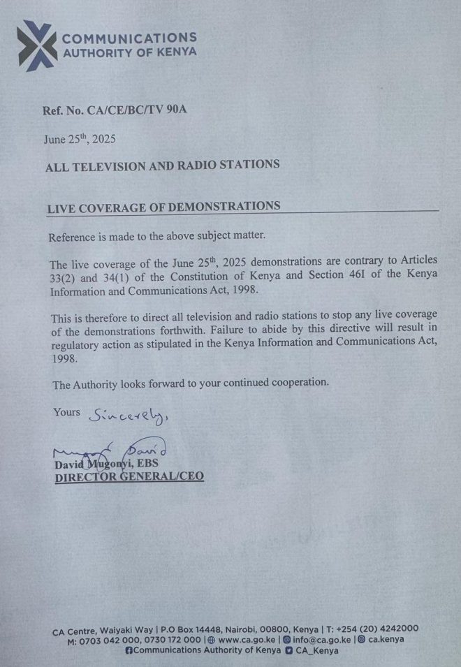 Communications Authority Bans Media from Protest Coverage! — "media coverage restrictions, anniversary protests 2025, communications authority news"