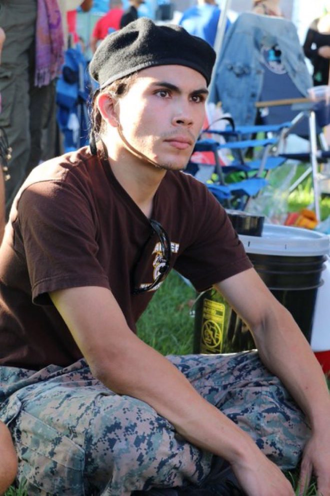 "Controversial figure Alejandro Orellana of Brown Berets spotted handing out face shields to rioters in LA!" — Los Angeles face shield distribution, Brown Berets paramilitary group