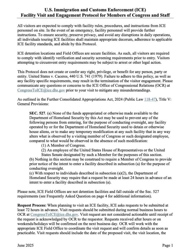 DHS Restricts Lawmakers' Access to ICE: What's the Secret? — Department of Homeland Security news, ICE facility visit restrictions, DHS inmate communication policy