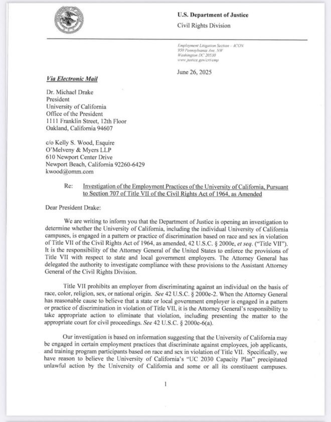 DOJ Probes UC for DEI Hiring Discrimination Claims! — DEI hiring practices, DOJ discrimination investigation, UC academic employment policies